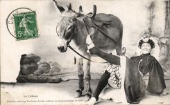 Folklore - Costumes - Sables d'Olonne - ass - donkey - woman - CPA