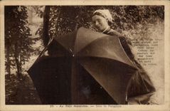 CPA with the country maraichin Under the umbrella Folklore Costume