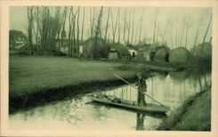 CPA die Vendee Maraichine Navigation aus Skiff heraus