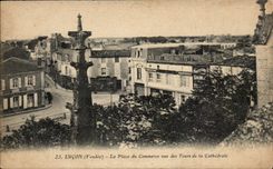 CPA Lucon the place of the trade seen of the towers of the cathedral