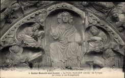 CPA Saint Benoit on the Loire the Northern door the tympanum Christ and Evangelistes