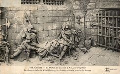 CPA Orleans Statue of Jeanne of arc by Foyatier low reliefs of Vital Dubray Jeanne in the prison of Rouen