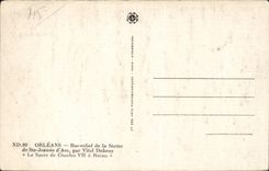 CPA Orleans Bas relief of Statue of Jeanne of arc by Vital Dubray the sacring of Charles VII has Reims