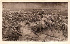 CPA Orleans Bas relief of Statue of Jeanne of arc Place of Martroi Lord sent to me to help the good city