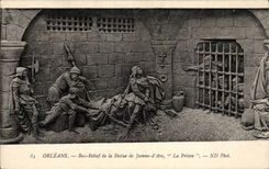 CPA Low Orleans relief of Statue of Jeanne of arc the prison