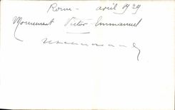 Foto verdadera Italia - Italia - Italia - Roma - Roma - abril de 1929 - vencedor Manuel CPA del monumento