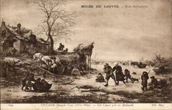 CPA Paris Museum of the Louvre Ostade a cold canal in Netherlands