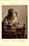 CPA Paris Musee du Louvre Vermeer de Delft La dentelliere