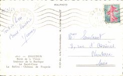 CPSM Issoudun Bords de la Theols Interieur de la basilique Sacre Coeur Beffroi Chateau de la Frapesle