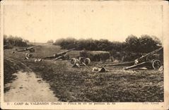 CPA Militaria Camp of Valdahon parts of 155 in position of shooting