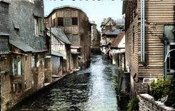 CPA Audemer Bridge Old houses on the river