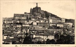 CPA Le Puy Vue generale la cathedrale et le rocher Corneille
