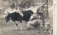 CPA Fantasy Living room of 1907La black cow by Andre Marchand