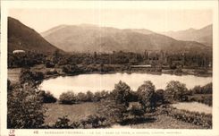 CPA Barbazan Thermal Le lake In the content on the left the modern hotel