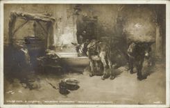 CPA Fantasy Living room 1909 Interior Seiquier of auverge Year donkey