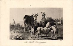 CPA Fantaisie Le peti troupeau Mouton Vache