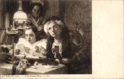 CPA Fantaisie Salon de 1905 Chez grand mere