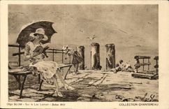 CPA Fantaisie olga Slom Sur le lac Leman Salon 1931 Chantereau