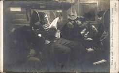 CPA Fantaisie Salon de 1908 Retour de permissionnaires par Larteau Militaria 