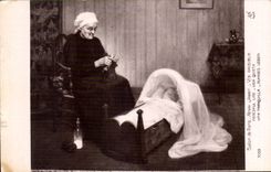 CPA Fantaisie Salon de Paris Henri Jamet Vie paisible Vieille femme Landeau Enfant