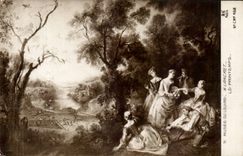 CPA Fantaisie Paris Musee du Louvre Lancret le printemps