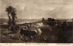 CPA Fantaisie Troyon Les hauteurs de Suresnes Vaches Musee du Louvre Paris 
