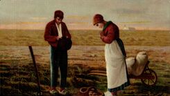 CPA Fantaisie Millet Paysans Angelus 