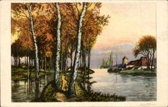 CPA Fantaisie Paysage au bord de l'eau