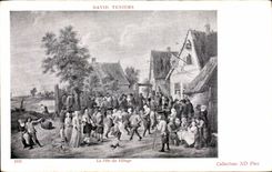 CPA Fantaisie DAvid Teniers La fete du village 