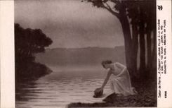 CPA Fantaisie Salon de paris Osbert Jeune fille a la riviere