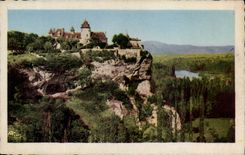 CPA Souillac Le rocher et le chateau de Belcastel