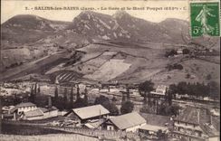 Saline CPA les Bains Train station and the Poupet Mount