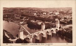 Cahors - Panorama of the Valentre Bridge - CPA