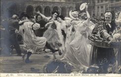 Arts - Painting - Living room of 1904 - Shortly after Morning Carnival at the Market Bourotte - CPA