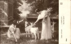 CPA Fantaisie Salon d'hiver Kowaslky Bucolique Chevre Goat