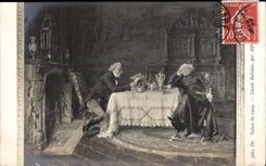 CPA Fantaisie Salon 1909 Lisant Rabelais 