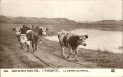 CPA Fantaisie Salon du petit palais 1918 Planquette Le chemin du marais Vaches