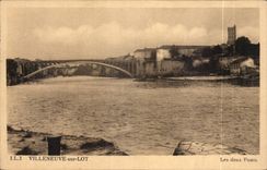 CPA Villeneuve sur Lot Les deux ponts