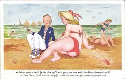 Humour - Illustration - woman in bathing suit - bathing suit - CPA 