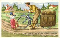 Humour - Illustration - enfant - velo - bicycle - CPA Cycling