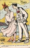 Humour - Illustration - Plages - Couple - Gritt - CPA 