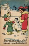 Humor - ilustracion - ninos - invierno - Bonnehomme de Neige - CPA