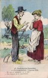CPA Fantaisie Illustrateur Gauloiseries francaises a la campagne Folklore Pauvre fille
