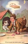CPA Fantaisie N'as tu pas une place pour moi ? Chien