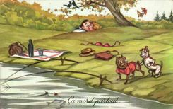 CPA Fantaisie Ca mord partout Chiens 