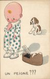 Nino - bebe - ilustracion - un perro del peine - perro - CPA