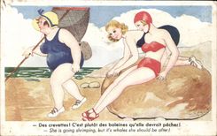 CPA Fantaisie Humour Des crevettes C'est plutot des baleines qu'elle devrait pecher !