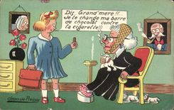 Humour - Illustration - grandmere - grandma - grandmother - CPA 