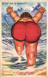 Humour - Illustration - A moi tout le bonheur - bain - swimming - plage - beach - CPA 