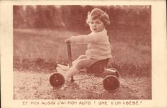 Fantasia - ninos - nino querido uno de tres ruedas - CPA